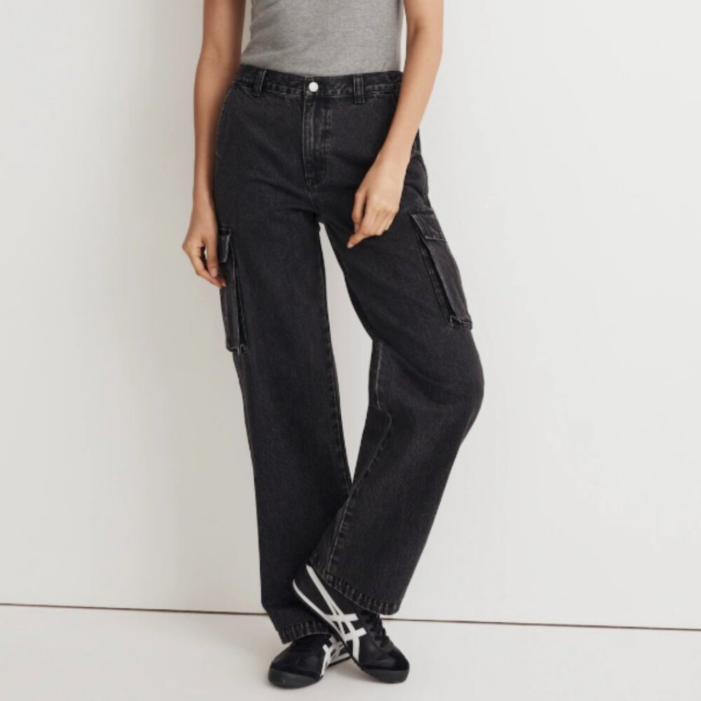 Madewell Low-Slung Straight Cargo‎ Jeans in Ranney Wash Size 24